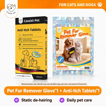 Cassiel-Pet Professional Pet Hair Removal Gloves for Grooming and Cleaning Upholstery, Carpets, and Car Interiors