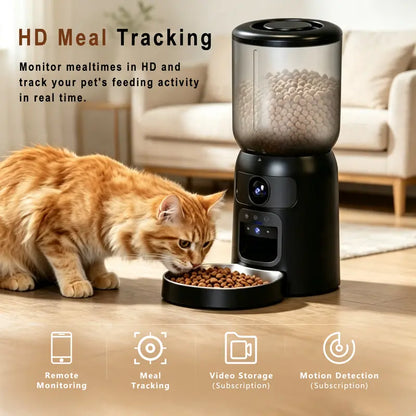 Taleboss Smart Automatic Cat Feeder with Camera, 5L Capacity, Laser Toy, 1080P HD Video, App Control, Night Vision, Dual Band Wi-Fi, and Two-Way Audio