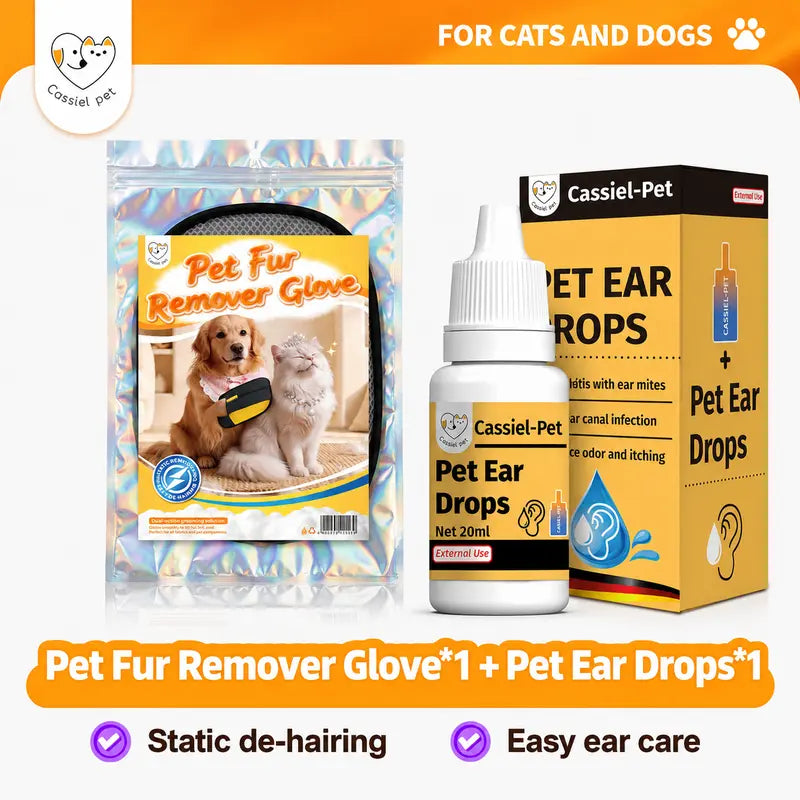 Cassiel-Pet Professional Pet Hair Removal Gloves for Grooming and Cleaning Upholstery, Carpets, and Car Interiors