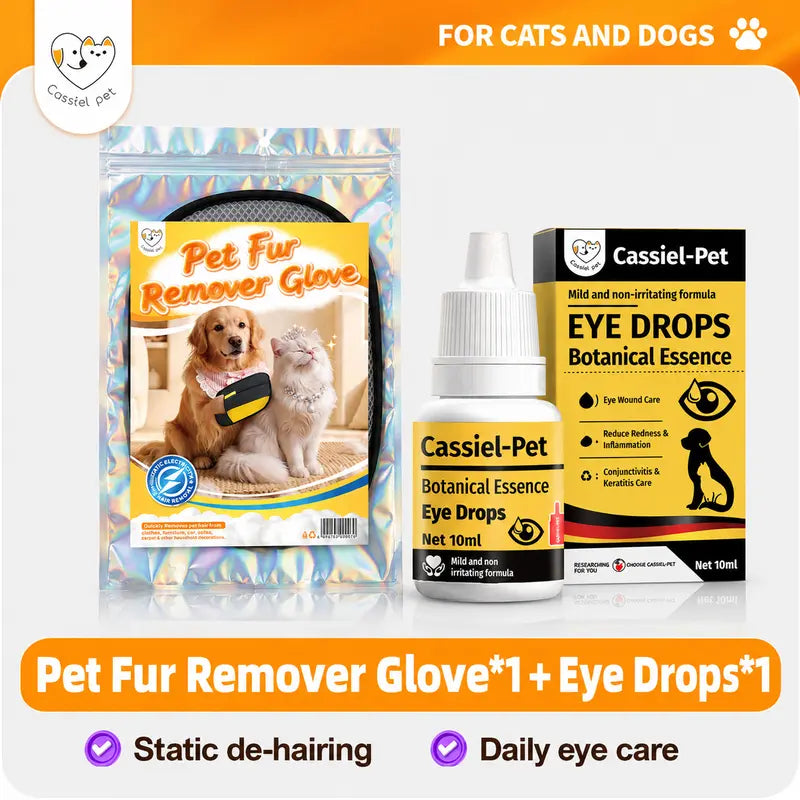 Cassiel-Pet Professional Pet Hair Removal Gloves for Grooming and Cleaning Upholstery, Carpets, and Car Interiors