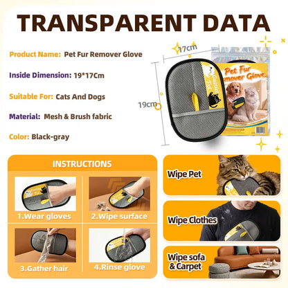 Cassiel-Pet Professional Pet Hair Removal Gloves for Grooming and Cleaning Upholstery, Carpets, and Car Interiors