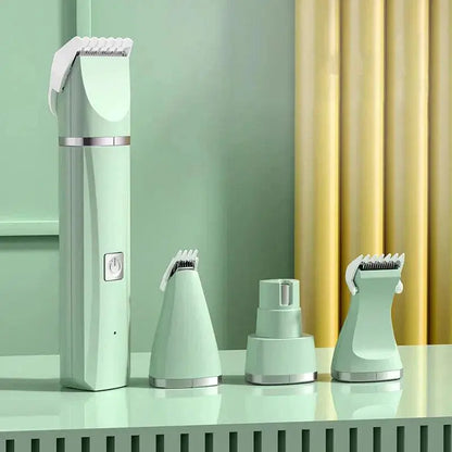 Cordless Pet Grooming Clipper Kit - 4-in-1 Home Cleaning Tool with 2-Hour Runtime, Quiet Operation (<60 dB), Washable Trimmer and Nail File for Cats and Dogs, Travel-Friendly Design