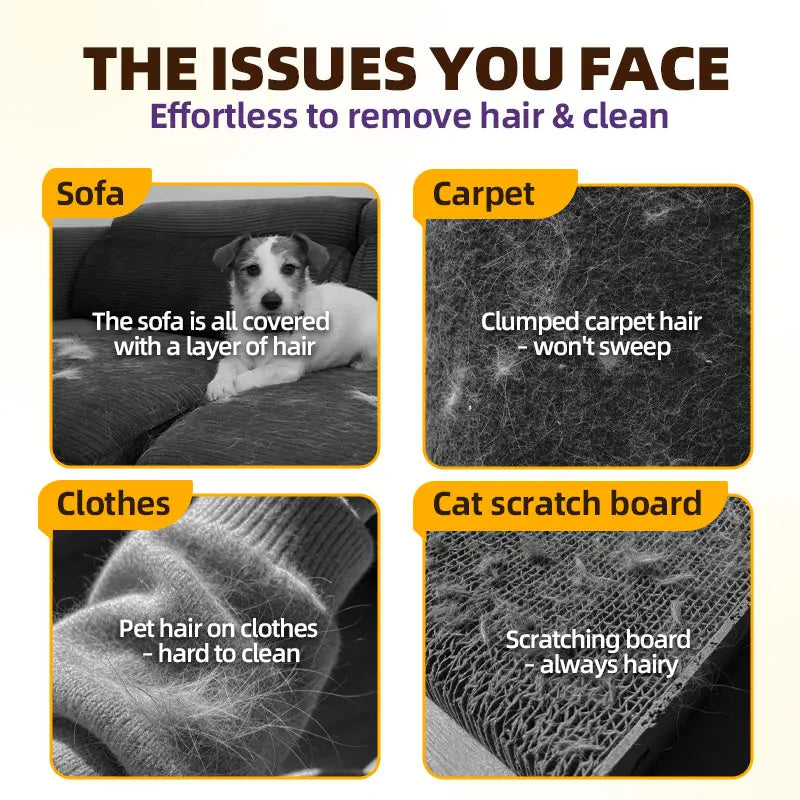 Cassiel-Pet Professional Pet Hair Removal Gloves for Grooming and Cleaning Upholstery, Carpets, and Car Interiors