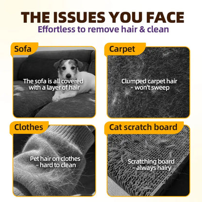 Cassiel-Pet Professional Pet Hair Removal Gloves for Grooming and Cleaning Upholstery, Carpets, and Car Interiors