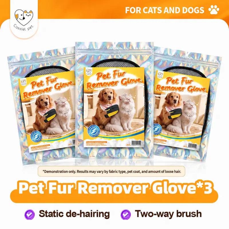 Cassiel-Pet Professional Pet Hair Removal Gloves for Grooming and Cleaning Upholstery, Carpets, and Car Interiors