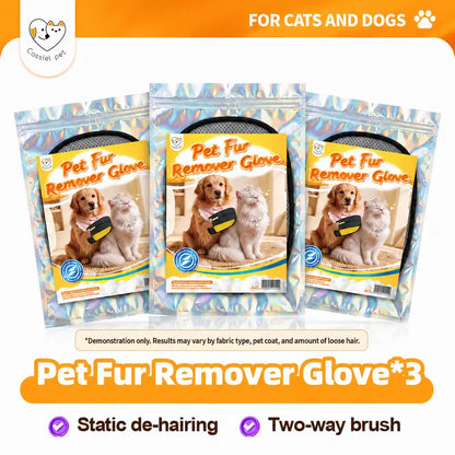 Cassiel-Pet Professional Pet Hair Removal Gloves for Grooming and Cleaning Upholstery, Carpets, and Car Interiors