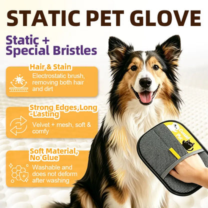 Cassiel-Pet Professional Pet Hair Removal Gloves for Grooming and Cleaning Upholstery, Carpets, and Car Interiors